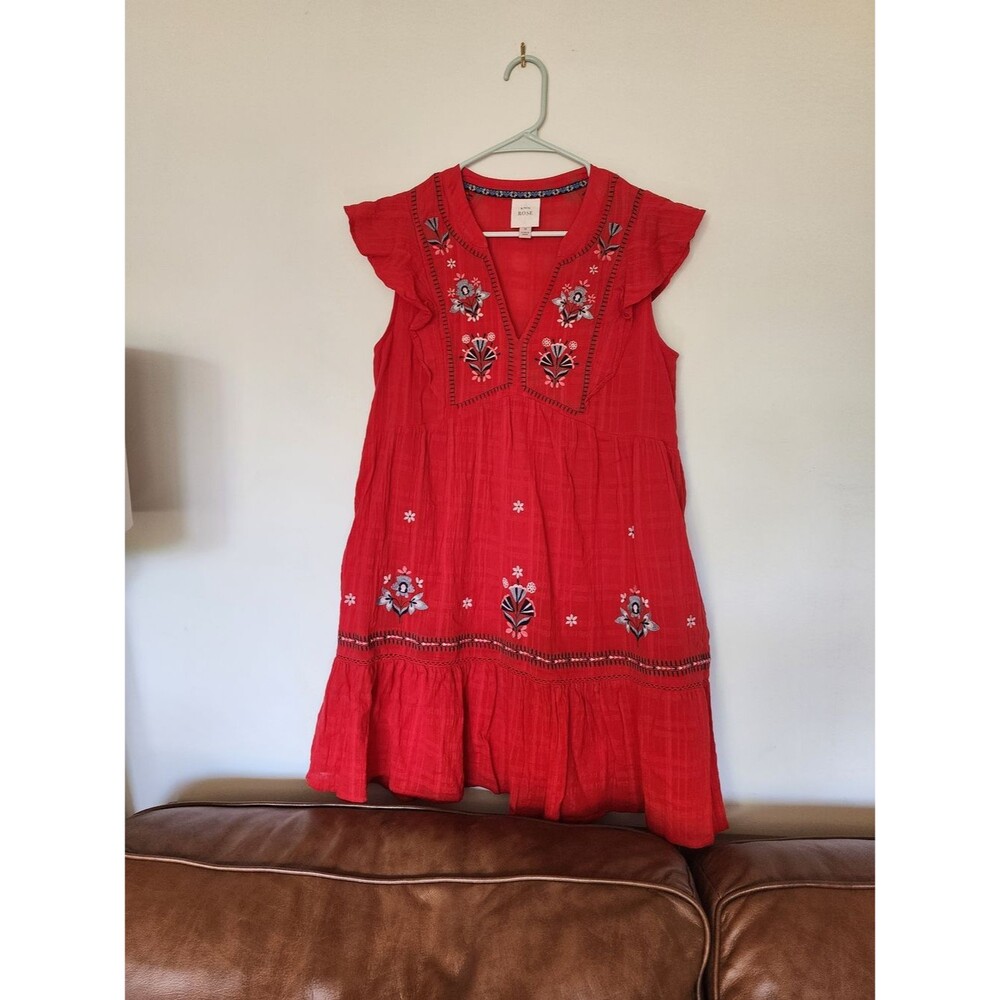 Knox Rose Red Embroidered Midi Dress